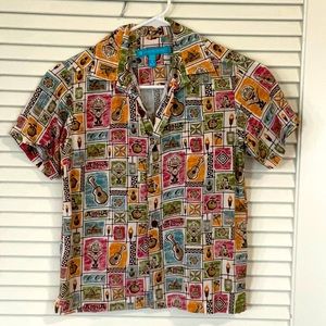 Tori Richard for Disney Hawaiian Polynesian WDW Resort Tiki Button Down Shirt